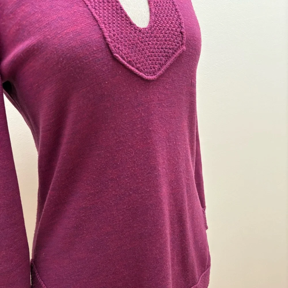 Tory Burch Purple High Neck 100% Merino Wool Sweater Size Small Old Money Preppy